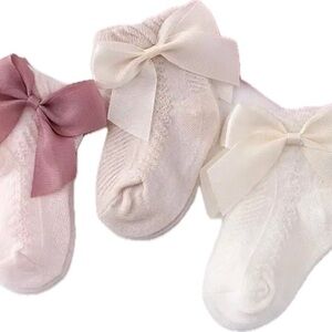 New 3 pairs toddler girls bow socks 1-3 years